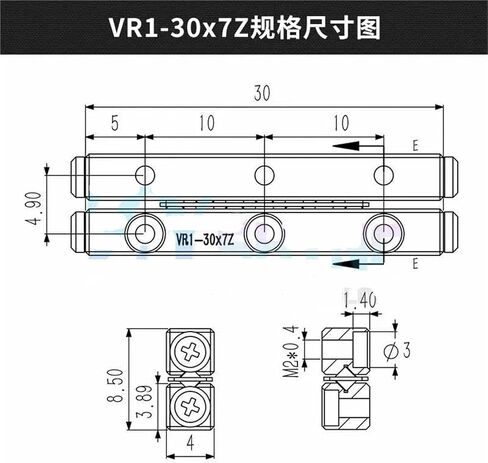 VR1 دليل الأسطوانة المتقاطعة VR1020 VR1030 VR1040 VR1060 VR1-30 VR1-60 1 قطعة (VR1-30-7Z) in Kuwait