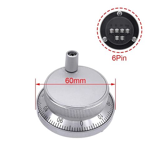 عجلة عقارب نبض قطعة واحدة من عجلة اليد CNC Pulser 60 مم نبض 100 5 فولت 4 دبابيس 6 دبابيس مولد يدوي ماكينة عجلة يدوية مشفر دوار (60 مم 6 دبابيس 5 فولت) in Kuwait