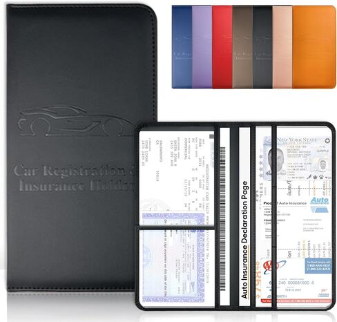 Black Car Registration & Insurance Card Holder for Glove Box Organizer Vehicle License Document Auto Truck Comparment Interior Accessories Case in Saudi Arabia