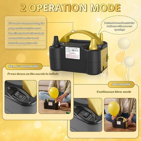 Electric Balloon Pump, Balloon Inflator Machine for Balloons | 110V, Portable Dual Nozzle Air Pump, Air Pump Balloon Inflator, Blower Bulk Balloons Filling for Kids Party Decoration in Kuwait