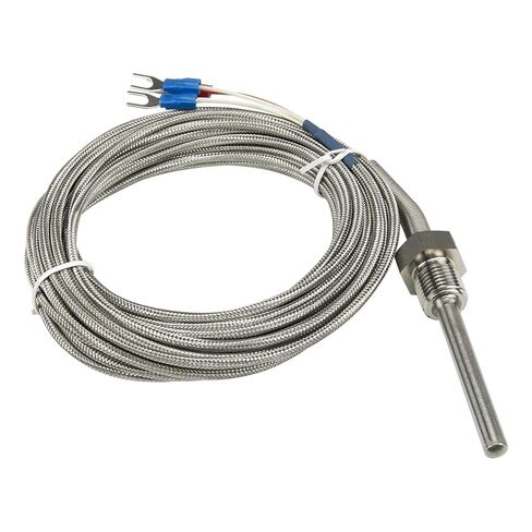 PT100 Type 5m Metal Braided Cable 50mm 100mm Probe RTD Temperature Sensor 1Pcs | 100mm in Kuwait
