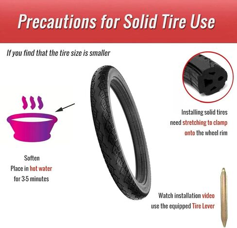 20 Inch Electric Bicycle Solid Tire 20x2.125 Durable Rubber Tyre | Micropore soild design, Non-inflatable, Anti-skid, Durable rubber material, Fits 20-inch e-bike bmx bicycle in Kuwait