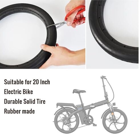 20 Inch Electric Bicycle Solid Tire 20x2.125 Durable Rubber Tyre | Micropore soild design, Non-inflatable, Anti-skid, Durable rubber material, Fits 20-inch e-bike bmx bicycle in Kuwait