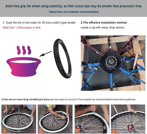 20 Inch Electric Bicycle Solid Tire 20x2.125 Durable Rubber Tyre | Micropore soild design, Non-inflatable, Anti-skid, Durable rubber material, Fits 20-inch e-bike bmx bicycle in Kuwait
