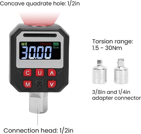 Cosiki 1/2 Drive Digital Torque Adapter, Digital Display Torque Wrench, Data Logger Tool with Buzzer & LED Alerts, 9 Preset Groups & 500 Data Storage, Ideal for Automotive & Bike Repair in Kuwait