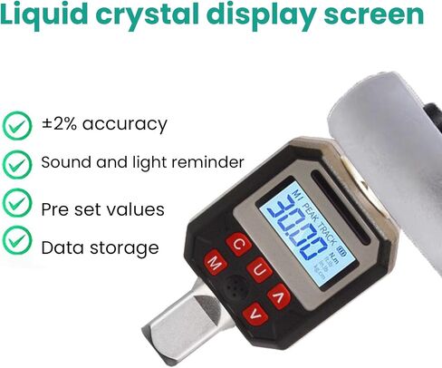 Cosiki 1/2 Drive Digital Torque Adapter, Digital Display Torque Wrench, Data Logger Tool with Buzzer & LED Alerts, 9 Preset Groups & 500 Data Storage, Ideal for Automotive & Bike Repair in Kuwait