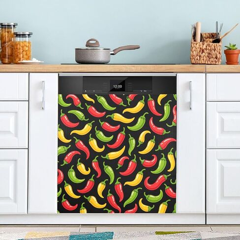 ملصق غطاء مغناطيسي لغسالة الأطباق من هوت تشيلي بيبرز 23 × 26 بوصة | ملصق لوحة مغناطيسية للوحة الثلاجة لديكور المنزل والمزرعة في المطبخ in Kuwait