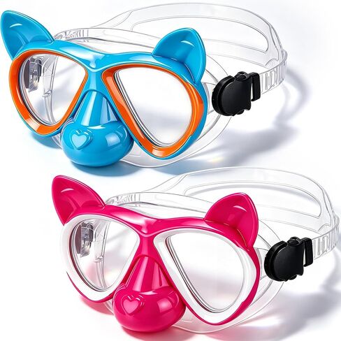 Tellegloww 2 Pack Kid Swim Goggles with Nose Cover Wide View No Leaking Anti Fog Adjustable Diving Mask for Boy Girl Age 5-12 in Kuwait