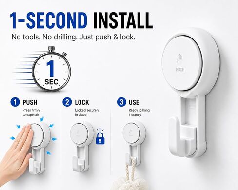 Home & I Cupt Cup Hooks - Heavy Duty ، Heatproof and Resulable Hooks للحمام والمطبخ - قابلة للتعديل ، 2 عبوة ، لا توجد أدوات مطلوبة (2 عبوة) in Kuwait