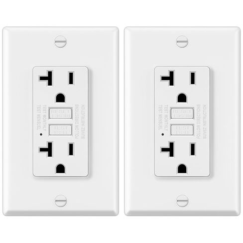 ELECTECK 10 منافذ GFCI 20 أمبير، مقاومة للعبث، أوعية GFI للديكور مع مؤشر LED، قاطع دائرة الصدع الأرضي، لوحة حائط متضمنة، قائمة ETL، أبيض in Kuwait