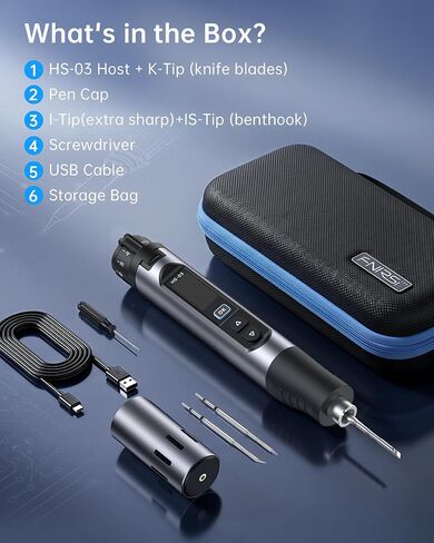 FNIRSI HS-03 Cordless Soldering Iron Kit, 2600mAh Battery Portable Soldering Iron, 212-842°F, 3s Fast Heating, 5-Level Temp, 0.96" IPS Display Soldering Iron for Electronics Repair, DIY, PCB in Kuwait