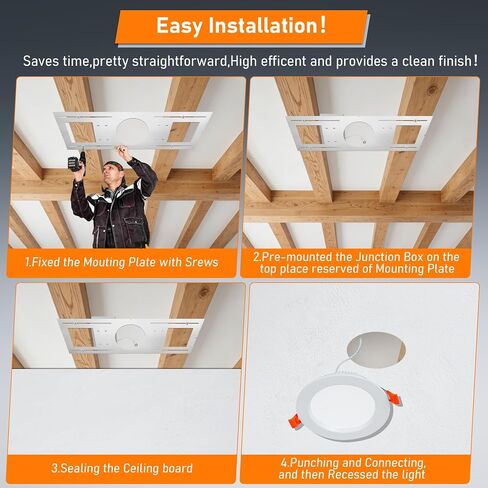 New Construction Mounting Plate, 6", New Construction Rough in Plate for LED Downlight, Slim Recessed Lights, LED Recessed Ceiling Lights, Recessed Lighting Housing Plate,6PC in Kuwait