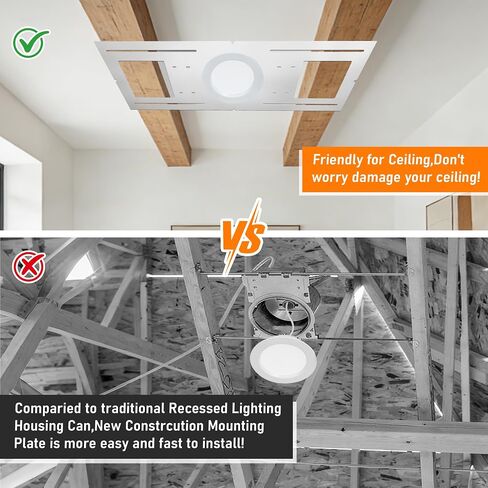 New Construction Mounting Plate, 6", New Construction Rough in Plate for LED Downlight, Slim Recessed Lights, LED Recessed Ceiling Lights, Recessed Lighting Housing Plate,6PC in Kuwait