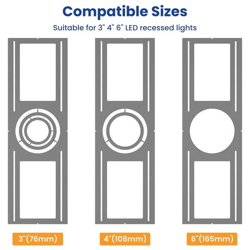 12 Pack New Construction Mounting Plate for 3/4/5 Inch LED Recessed Lighting, Galvanized Steel Rough-in Plate, Flat Wafer Light Bracket for Ceiling Downlight Housing Installation in Kuwait