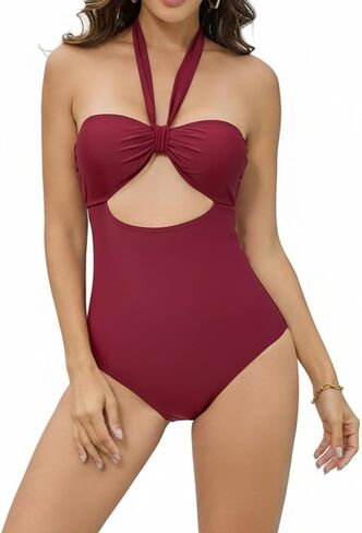 Cromi One Piece Swimsuits for Women Halter Bathing Suit with Cutout Detail，Tummy Control Slimming Monokini for Beach Pool in Kuwait