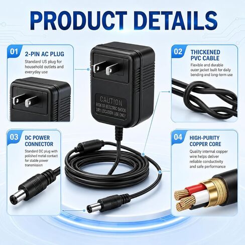 MSMJFSA 12V 700mA Power Adapter for Yamaha PA-3B PA-3C PA-3BU | 9.8 ft low-noise power cord with ferrite core for Yamaha electronic keyboards, home practice, lessons, studio, and stage use. in Kuwait