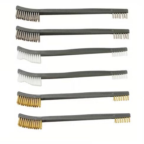 6Pc Mini Wire Brush Set, Steel Brass Nylon Cleaning Polishing Metal Rust Tools, Suitable for Cleaning Paint Dirt in Kuwait
