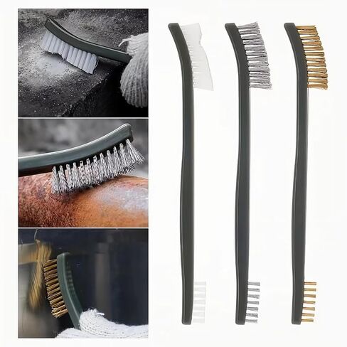 6Pc Mini Wire Brush Set, Steel Brass Nylon Cleaning Polishing Metal Rust Tools, Suitable for Cleaning Paint Dirt in Kuwait
