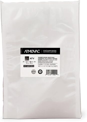 أكياس مانعة للتسرب بقنوات ATVSB لـ Sous Vide 8 × 12 بوصة - 100 كيس - -40 درجة فهرنهايت إلى 221 درجة فهرنهايت - للغرفة والسدادات الخارجية - تخزين الطعام الخالي من مادة BPA in Kuwait