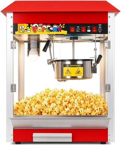 Commercial Popcorn Machine 16 oz, 1600W Countertop Popcorn Popper with Removable Kettle, Stainless Steel Warming Deck 3-Switch Control for Carnival School Events in Kuwait