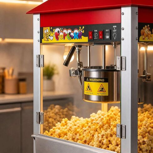 Commercial Popcorn Machine 16 oz, 1600W Countertop Popcorn Popper with Removable Kettle, Stainless Steel Warming Deck 3-Switch Control for Carnival School Events in Kuwait