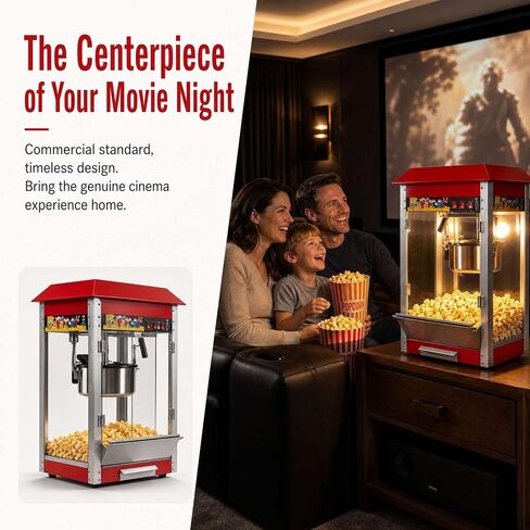 Commercial Popcorn Machine 16 oz, 1600W Countertop Popcorn Popper with Removable Kettle, Stainless Steel Warming Deck 3-Switch Control for Carnival School Events in Kuwait