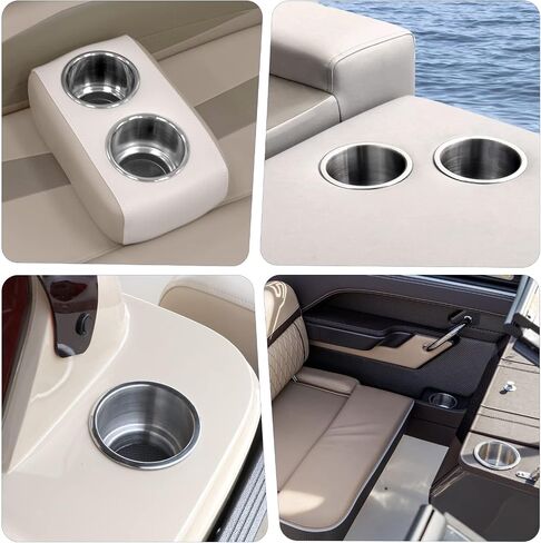 Stainless Steel Cup Drink Holder with Drain Marine Boat Rv Camper (4) in Kuwait