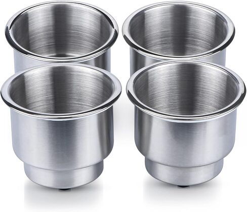 Stainless Steel Cup Drink Holder with Drain Marine Boat Rv Camper (4) in Kuwait