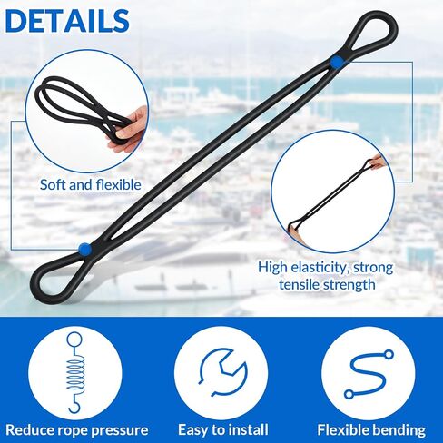 Seenelling 2 Pcs 17.7 Inch Boat Mooring Snubber for Dock Lines 1/2 Inch Shock Absorber, Heavy Duty, Black in Kuwait