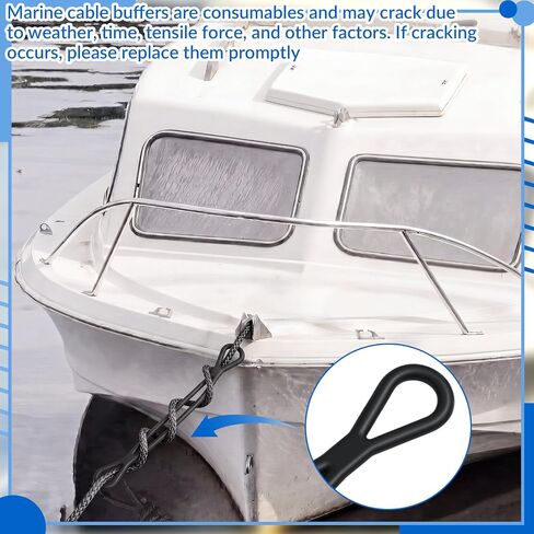 Seenelling 2 Pcs 17.7 Inch Boat Mooring Snubber for Dock Lines 1/2 Inch Shock Absorber, Heavy Duty, Black in Kuwait