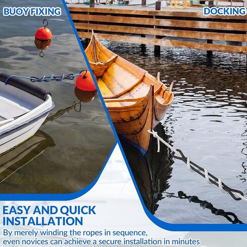 Seenelling 2 Pcs 17.7 Inch Boat Mooring Snubber for Dock Lines 1/2 Inch Shock Absorber, Heavy Duty, Black in Kuwait