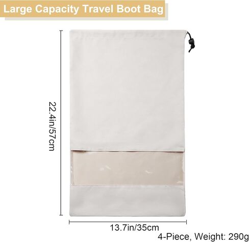 4 Pack Boot Bag, Portable Dust Proof Boot Bags for Cowboy Boots, Shoe Protector for Men Women Travel Daily Home Organizer (Beige) in Kuwait