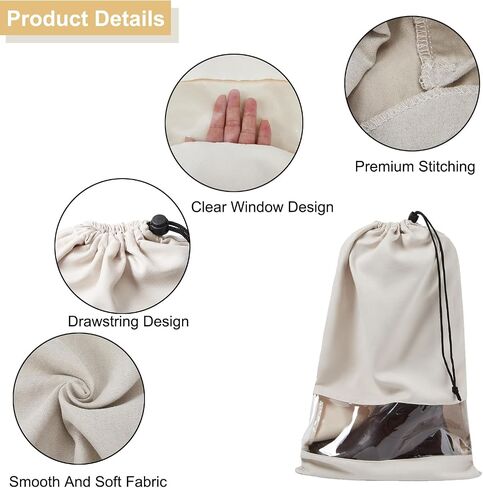 4 Pack Boot Bag, Portable Dust Proof Boot Bags for Cowboy Boots, Shoe Protector for Men Women Travel Daily Home Organizer (Beige) in Kuwait