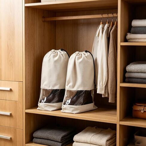 4 Pack Boot Bag, Portable Dust Proof Boot Bags for Cowboy Boots, Shoe Protector for Men Women Travel Daily Home Organizer (Beige) in Kuwait