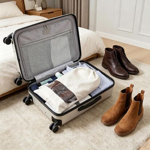 4 Pack Boot Bag, Portable Dust Proof Boot Bags for Cowboy Boots, Shoe Protector for Men Women Travel Daily Home Organizer (Beige) in Kuwait