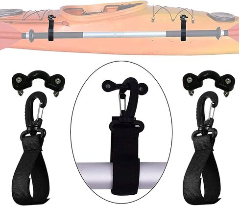 AUXPhome Universal Kayak Paddle Holder, Paddle Board Accessories, Inflatable Boat Paddle Storage, Canoe Paddle Keeper, Set of 2 Paddle Clips, with Kayak Pad Eye Deck Loops Tie Down with Screws in Kuwait