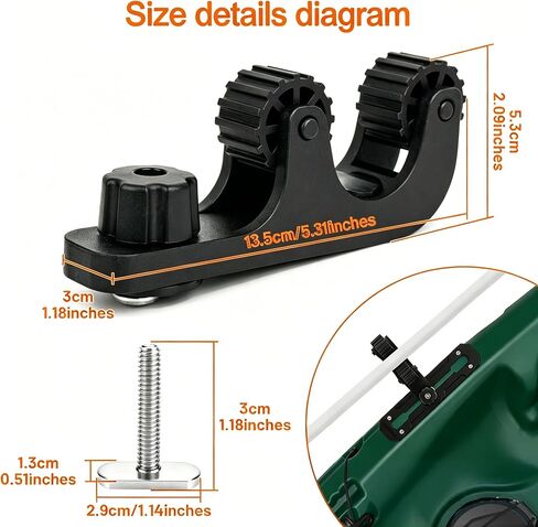 Kayak Paddle Holder for Pelican Catch Mode 110, Double Roller Paddle Clip with Bungee Cord Gear Track Rail Accessory for Fishing Kayak Durable Material in Kuwait