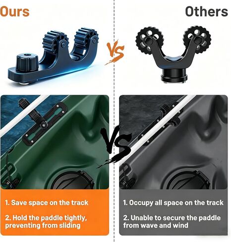 Kayak Paddle Holder for Pelican Catch Mode 110, Double Roller Paddle Clip with Bungee Cord Gear Track Rail Accessory for Fishing Kayak Durable Material in Kuwait