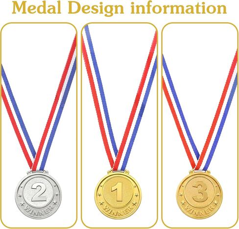 36 قطعة ميداليات ميداليات بلاستيكية السائبة الذهب والفضة والبرونز 1st 2nd 3rd مكان ميدالية | وسام الفائز بجائزة المسابقات الرياضية وألعاب الحفلات in Kuwait
