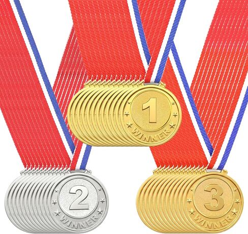 36 قطعة ميداليات ميداليات بلاستيكية السائبة الذهب والفضة والبرونز 1st 2nd 3rd مكان ميدالية | وسام الفائز بجائزة المسابقات الرياضية وألعاب الحفلات in Kuwait