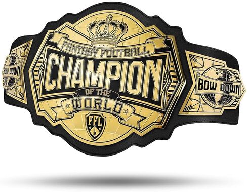 TrophySmack World Heavyweight Fantasy Football Championship Belt - 6lb Heavy Metal Title - Premium FFL League Trophy, Champion Award for Winners, Bold Hardware, Double-Stitched Synthetic Leather in Kuwait