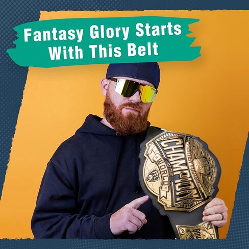TrophySmack World Heavyweight Fantasy Football Championship Belt - 6lb Heavy Metal Title - Premium FFL League Trophy, Champion Award for Winners, Bold Hardware, Double-Stitched Synthetic Leather in Kuwait