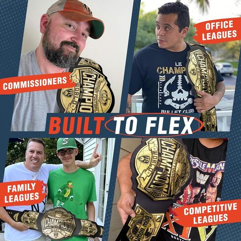 TrophySmack World Heavyweight Fantasy Football Championship Belt - 6lb Heavy Metal Title - Premium FFL League Trophy, Champion Award for Winners, Bold Hardware, Double-Stitched Synthetic Leather in Kuwait