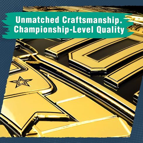 TrophySmack World Heavyweight Fantasy Football Championship Belt - 6lb Heavy Metal Title - Premium FFL League Trophy, Champion Award for Winners, Bold Hardware, Double-Stitched Synthetic Leather in Kuwait