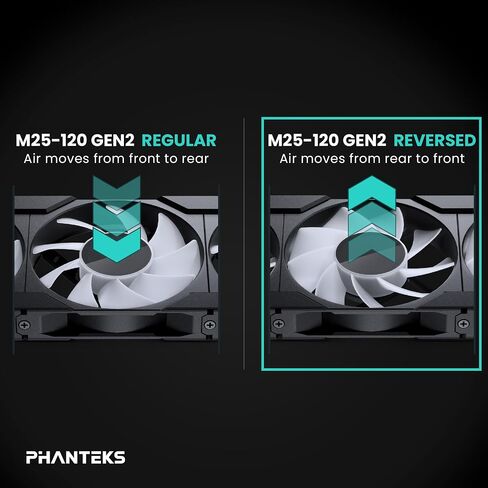 شفرة Phanteks M25-120 Gen2 المعكوسة، مراوح تبريد ARGB عالية الأداء 120 مم، إطار مروحة موحد بسلسلة ديزي، محور مرآة لا نهاية له، اتصال كابل واحد، أسود in Kuwait