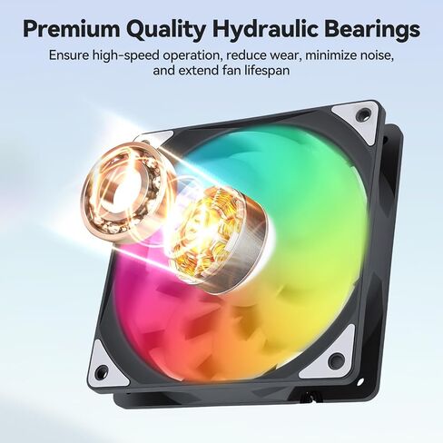 ELUTENG 4 عبوات 120 مم ARGB Fan 4 Pin PWM بحد أقصى 2400 دورة في الدقيقة | RGB قابل للتحكم، تأثير مرآة لا نهائي، مروحة تبريد هادئة للكمبيوتر الشخصي، براغي تثبيت متضمنة in Kuwait