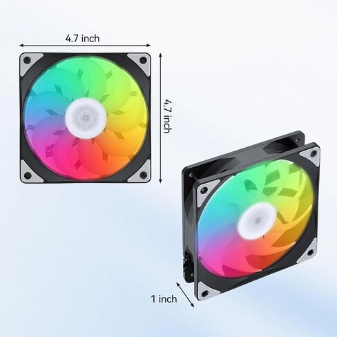 ELUTENG 4 عبوات 120 مم ARGB Fan 4 Pin PWM بحد أقصى 2400 دورة في الدقيقة | RGB قابل للتحكم، تأثير مرآة لا نهائي، مروحة تبريد هادئة للكمبيوتر الشخصي، براغي تثبيت متضمنة in Kuwait
