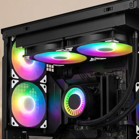 ELUTENG 4 عبوات 120 مم ARGB Fan 4 Pin PWM بحد أقصى 2400 دورة في الدقيقة | RGB قابل للتحكم، تأثير مرآة لا نهائي، مروحة تبريد هادئة للكمبيوتر الشخصي، براغي تثبيت متضمنة in Kuwait