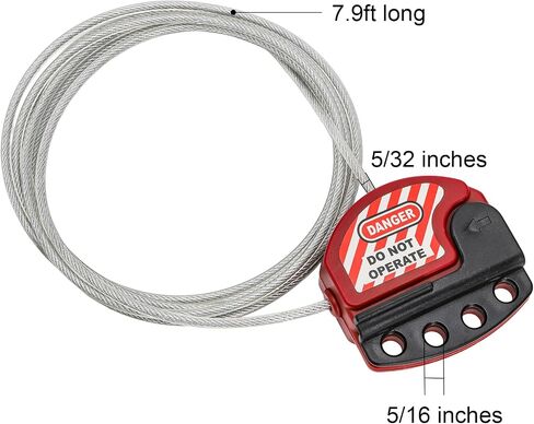Jucoan 6 حزمة قفل كابل Tagout للقفل، 7.9 قدم كابل فولاذي قابل للتعديل مع 4 فتحات قفل، قفل كابل متوافق مع OSHA مطلي بالفينيل للصمامات والمفاتيح وصيانة إصلاح المعدات in Saudi Arabia