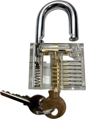 Clear Acrylic Practice Training Padlock for Cabinet, Toolbox & Storage Door | Clear acrylic body lets you see internal lock structure, great for lock practice. daily training use. in Kuwait